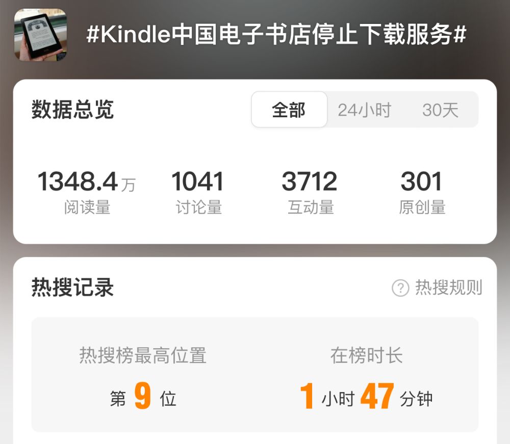 热搜！Kindle中国电子书店停止下载服务！网友：这下真的只能盖泡面了
